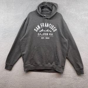 Lane Seven Mens Hooded Sweater Gray San Francisco Fleece Long Sleeve Size XL